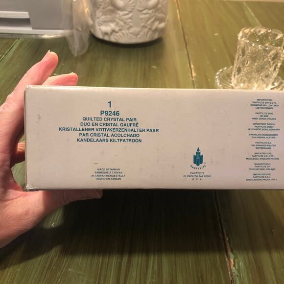 Partylite Vintage Quilted Crystal Pair Votive and Taper Candle Holders - Picture 4 of 5